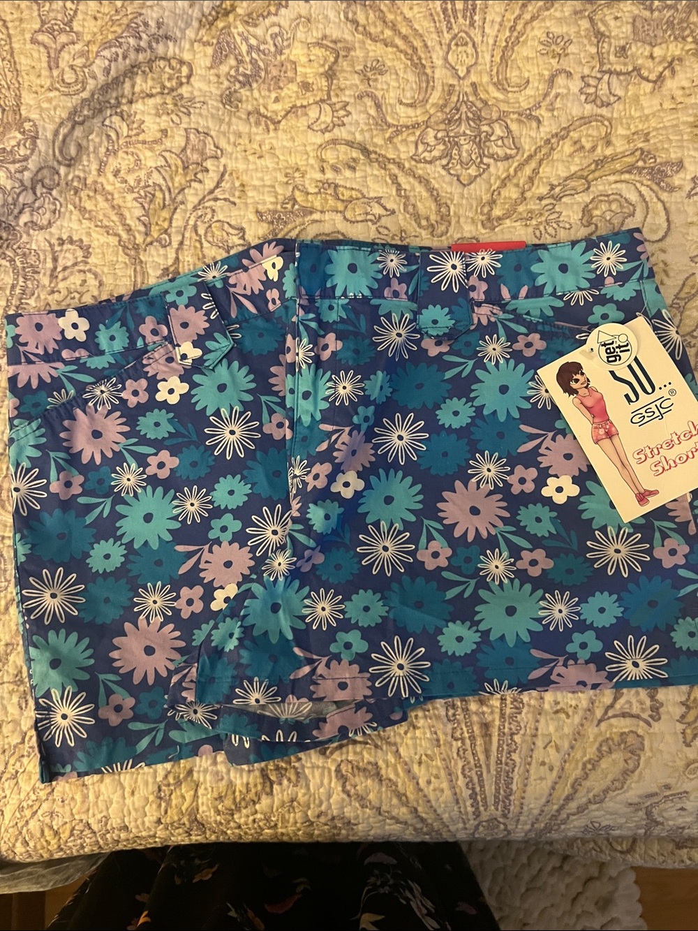 SO Floral Stretch Skorts - Blue, Teal, Purple